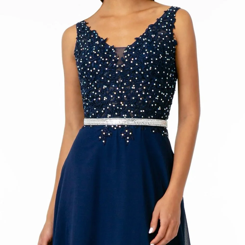 V-Neck A-Line Shape Evening Dress GSGL2653_3
